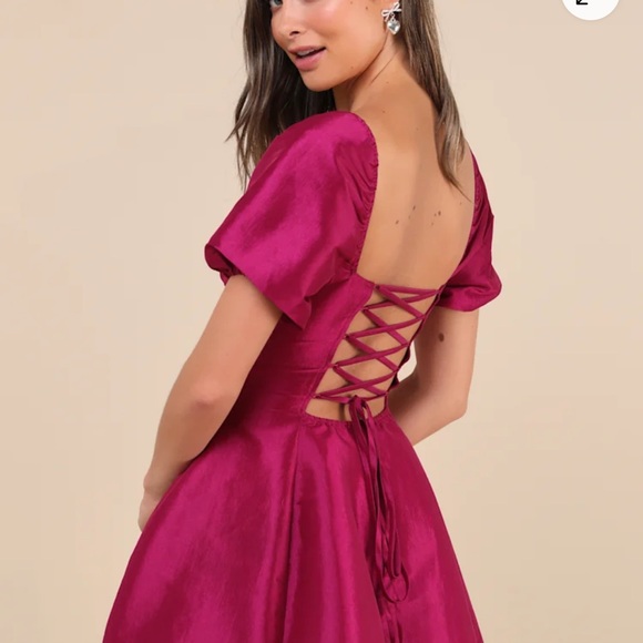 Lulus Corset Lace Magenta Dress - Picture 4 of 9